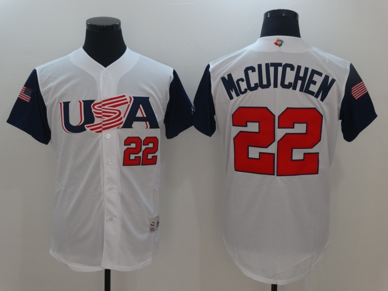 Men USA Baseball #22 Andrew McCutchen Majestic White 2017 World Baseball Classic Replica Jersey